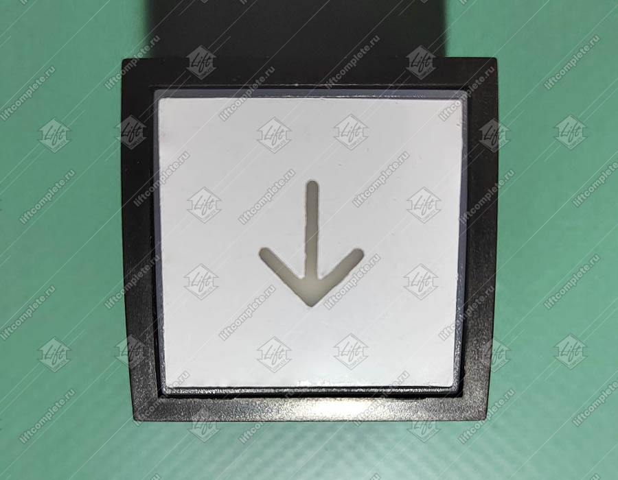 Кнопка вызова/приказа, DNDT Dongnan Elevator, квадратная, стрелка вниз, зеленая подсветка