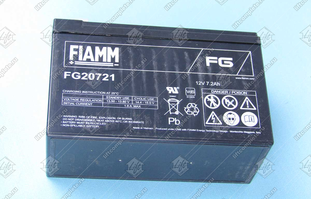 Аккумулятор, FIAMM, FG 20721, 12B, 7,2Ач