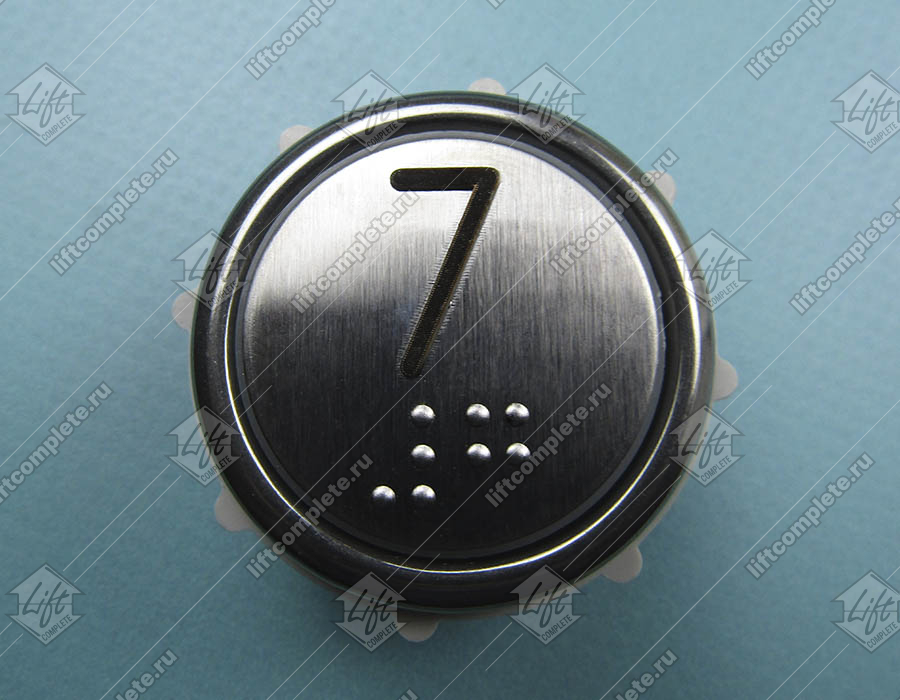 Кнопка вызова/приказа, КМЗ, ВК-32-5Б, 7 этаж, с кодом Брайля, красная подсветка (разъем MLB)