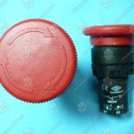 Кнопка нажимная моноблочная (1НЗ), EMAS, красная, грибок, MB200E, d=22