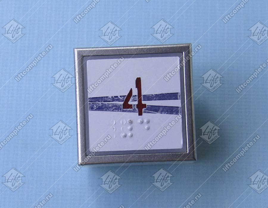 Кнопка вызова/приказа, THYSSEN, этаж 4, KT40-WK21-2006 A4J10132, красная подсветка